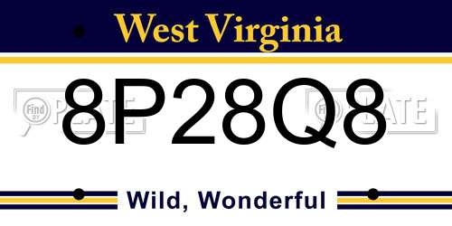 8P28Q8 West Virginia License Plate