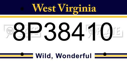 8P38410 West Virginia License Plate