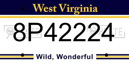 8P42224 West Virginia License Plate