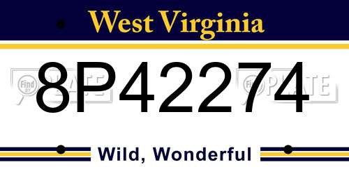 8P42274 West Virginia License Plate