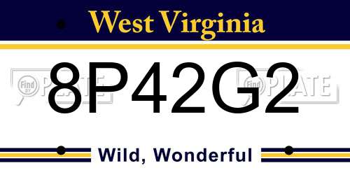 8P42G2 West Virginia License Plate