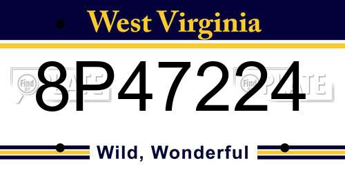 8P47224 West Virginia License Plate