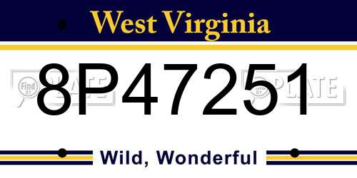 8P47251 West Virginia License Plate