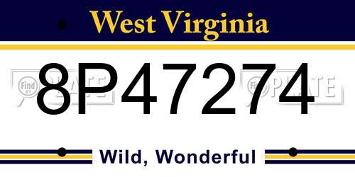 8P47274 West Virginia License Plate