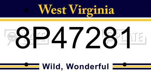 8P47281 West Virginia License Plate