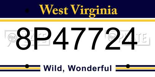 8P47724 West Virginia License Plate
