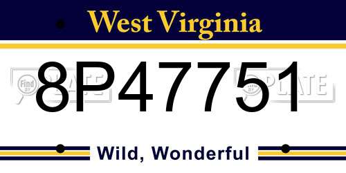8P47751 West Virginia License Plate