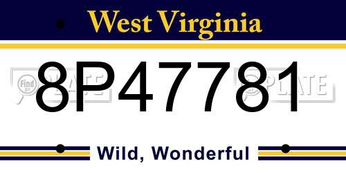 8P47781 West Virginia License Plate