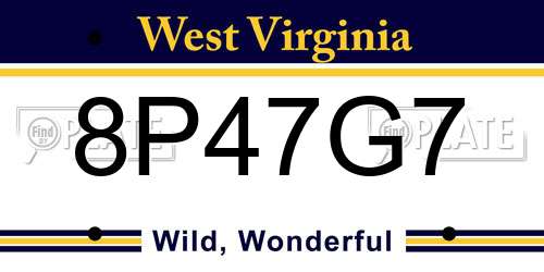 8P47G7 West Virginia License Plate