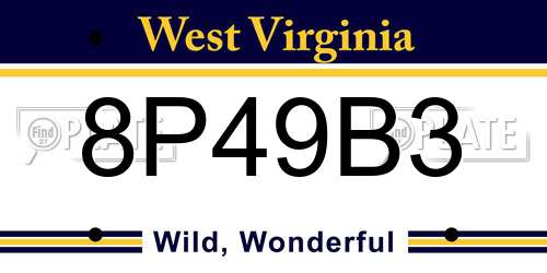 8P49B3 West Virginia License Plate