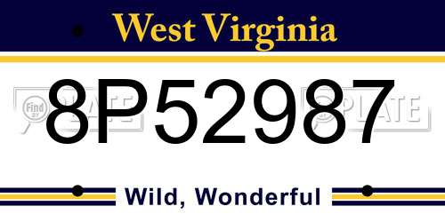 8P52987 West Virginia License Plate