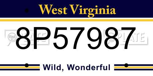 8P57987 West Virginia License Plate