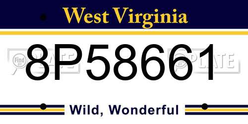 8P58661 West Virginia License Plate