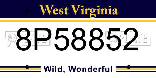 8P58852 West Virginia License Plate