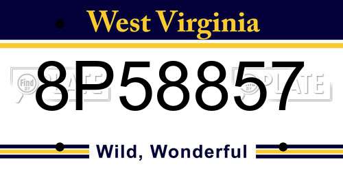 8P58857 West Virginia License Plate