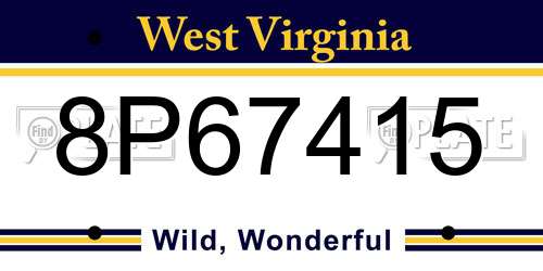 8P67415 West Virginia License Plate