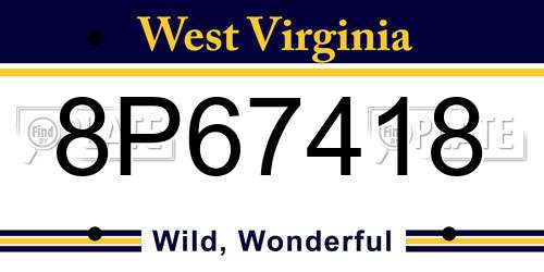 8P67418 West Virginia License Plate