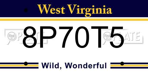 8P70T5 West Virginia License Plate