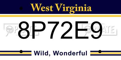 8P72E9 West Virginia License Plate