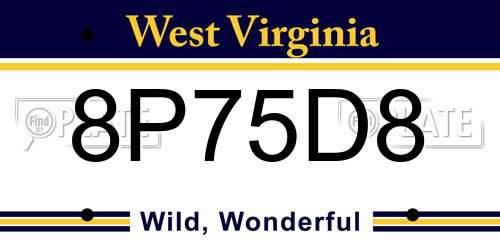 8P75D8 West Virginia License Plate