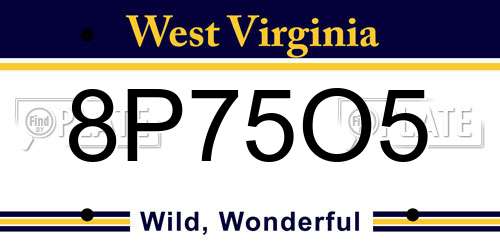 8P75O5 West Virginia License Plate