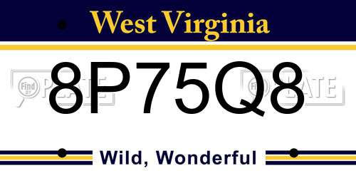8P75Q8 West Virginia License Plate