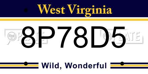 8P78D5 West Virginia License Plate