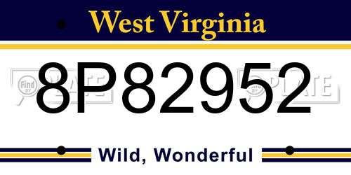 8P82952 West Virginia License Plate