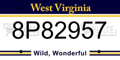 8P82957 West Virginia License Plate