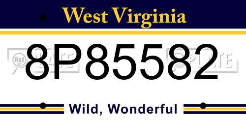8P85582 West Virginia License Plate