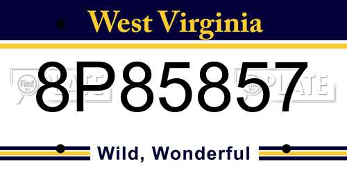 8P85857 West Virginia License Plate