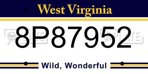 8P87952 West Virginia License Plate
