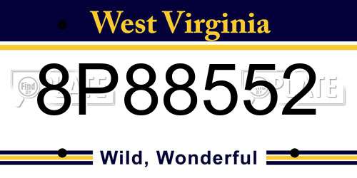 8P88552 West Virginia License Plate