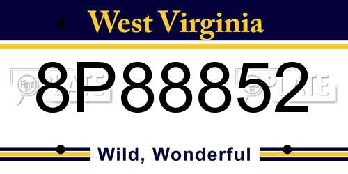 8P88852 West Virginia License Plate