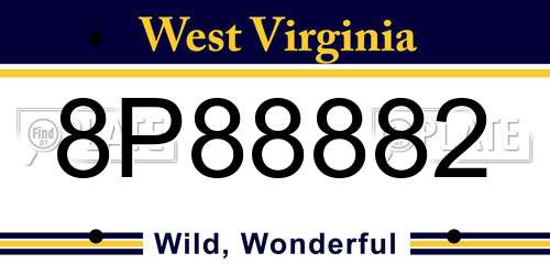 8P88882 West Virginia License Plate