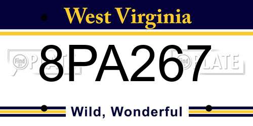 8PA267 West Virginia License Plate