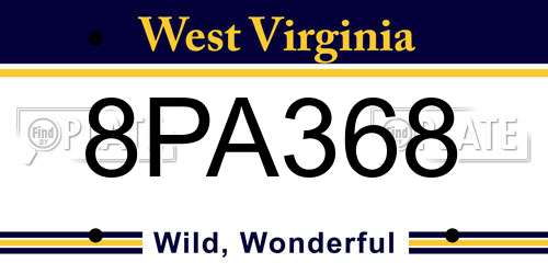 8PA368 West Virginia License Plate