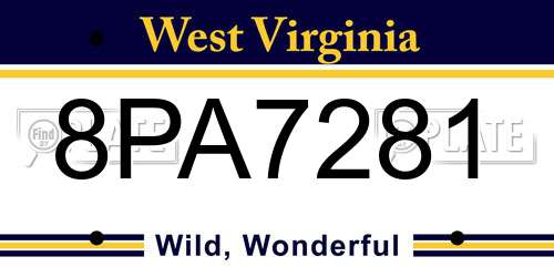8PA7281 West Virginia License Plate