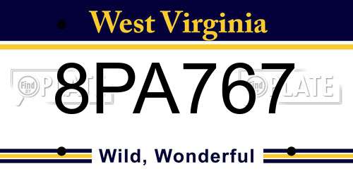 8PA767 West Virginia License Plate