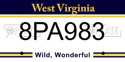 8PA983 West Virginia License Plate
