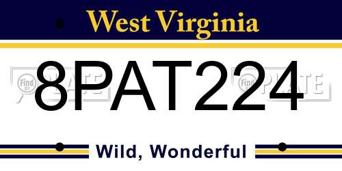 8PAT224 West Virginia License Plate