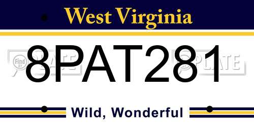 8PAT281 West Virginia License Plate