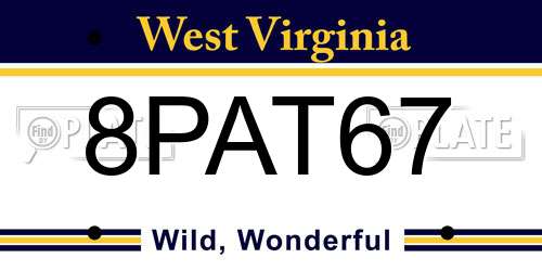 8PAT67 West Virginia License Plate