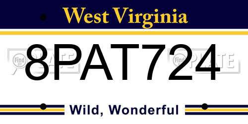 8PAT724 West Virginia License Plate