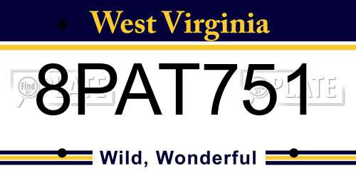 8PAT751 West Virginia License Plate