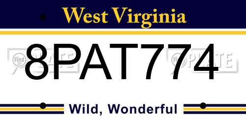 8PAT774 West Virginia License Plate