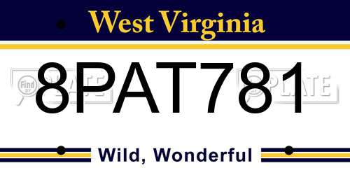 8PAT781 West Virginia License Plate