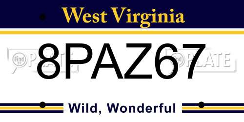8PAZ67 West Virginia License Plate