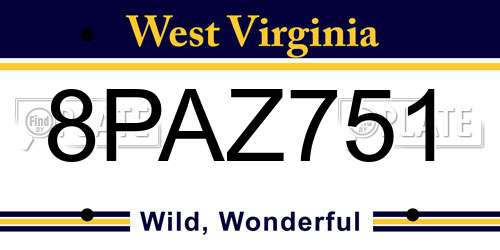 8PAZ751 West Virginia License Plate