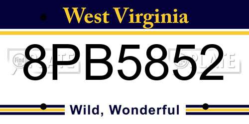 8PB5852 West Virginia License Plate
